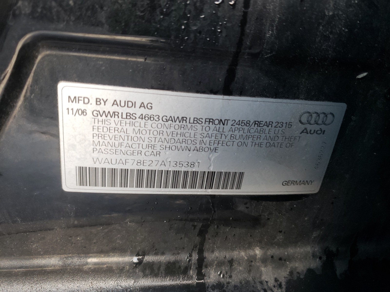 Photo 9 VIN: WAUAF78E27A135381 - AUDI A4 2 