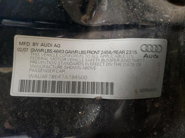 Photo 11 VIN: WAUAF78E47A194500 - AUDI A4 