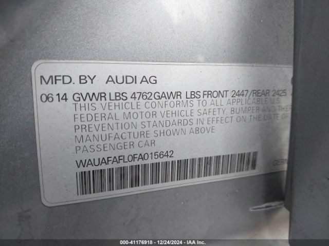 Photo 8 VIN: WAUAFAFL0FA015642 - AUDI A4 