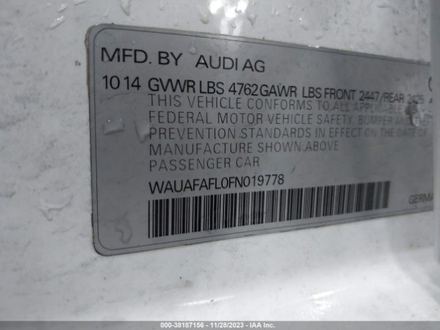 Photo 8 VIN: WAUAFAFL0FN019778 - AUDI A4 