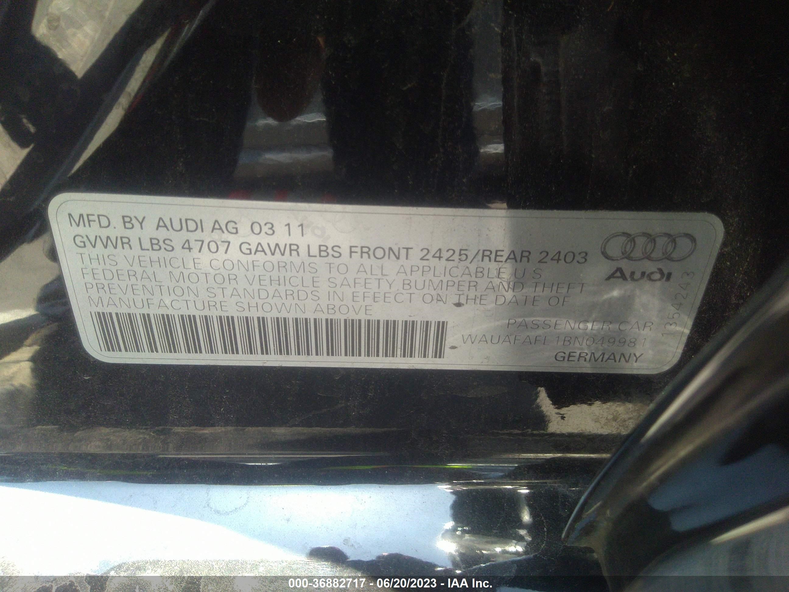 Photo 8 VIN: WAUAFAFL1BN049981 - AUDI A4 