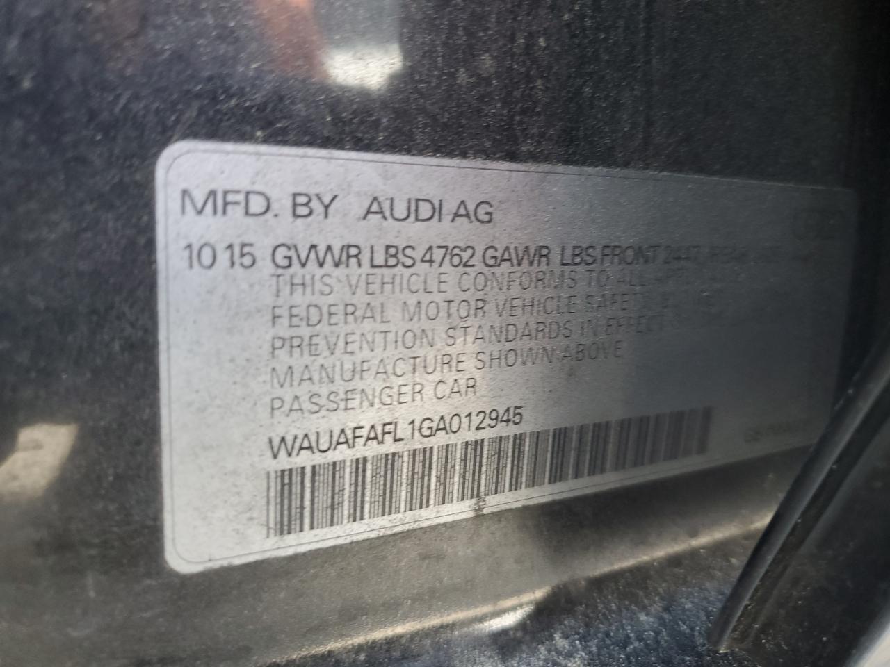 Photo 11 VIN: WAUAFAFL1GA012945 - AUDI A4 