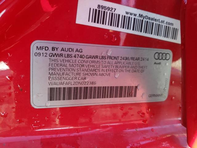 Photo 12 VIN: WAUAFAFL2DN022386 - AUDI A4 