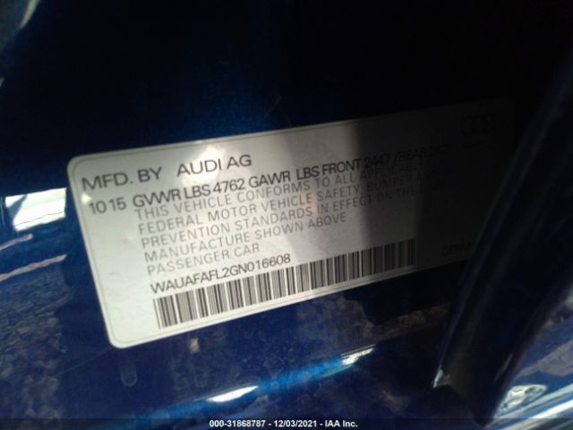 Photo 8 VIN: WAUAFAFL2GN016608 - AUDI A4 