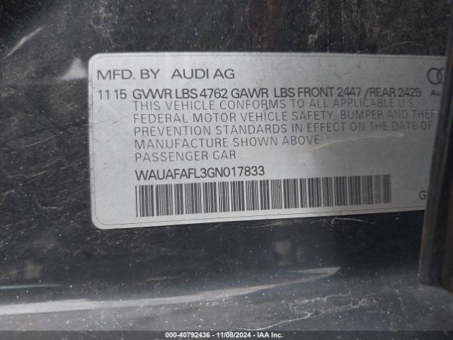 Photo 8 VIN: WAUAFAFL3GN017833 - AUDI A4 