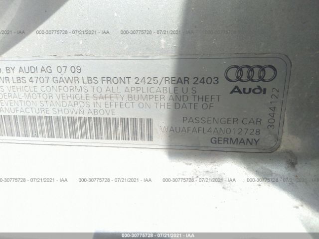 Photo 8 VIN: WAUAFAFL4AN012728 - AUDI A4 