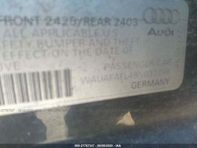 Photo 8 VIN: WAUAFAFL4BN032298 - AUDI A4 