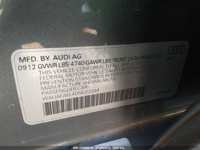 Photo 8 VIN: WAUAFAFL4DN022244 - AUDI A4 