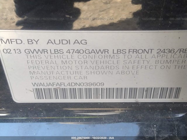 Photo 8 VIN: WAUAFAFL4DN039609 - AUDI A4 