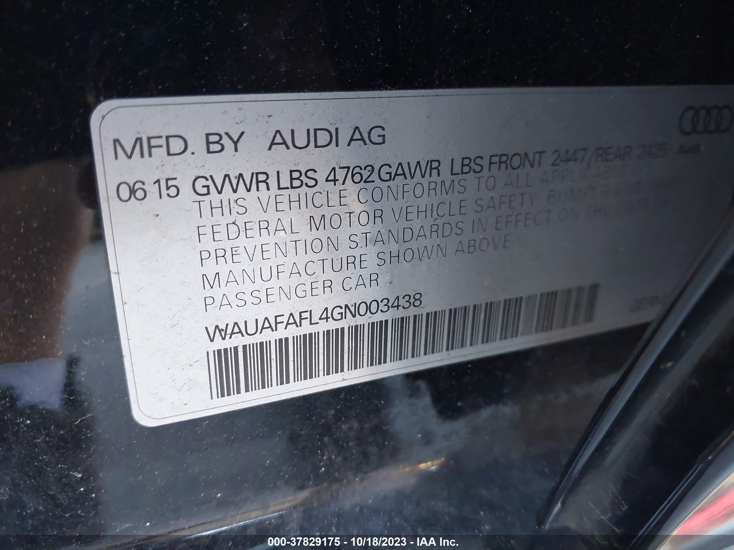 Photo 8 VIN: WAUAFAFL4GN003438 - AUDI A4 