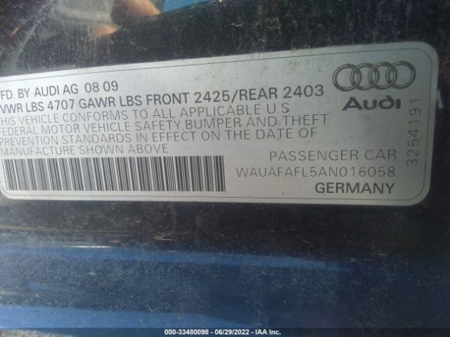 Photo 8 VIN: WAUAFAFL5AN016058 - AUDI A4 