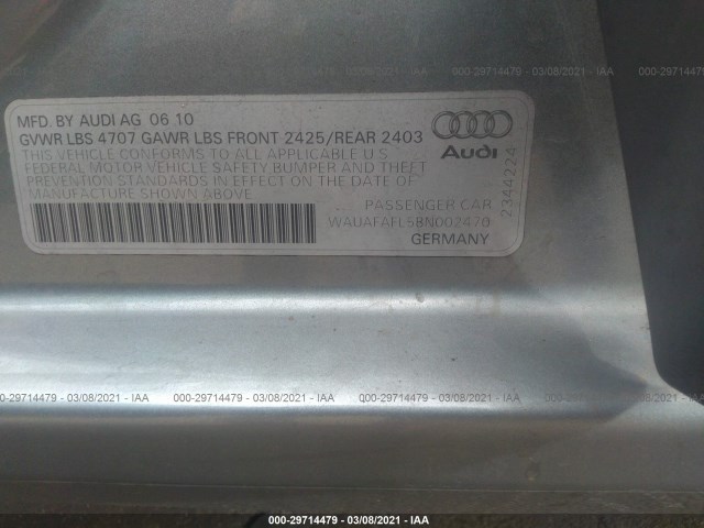 Photo 8 VIN: WAUAFAFL5BN002470 - AUDI A4 