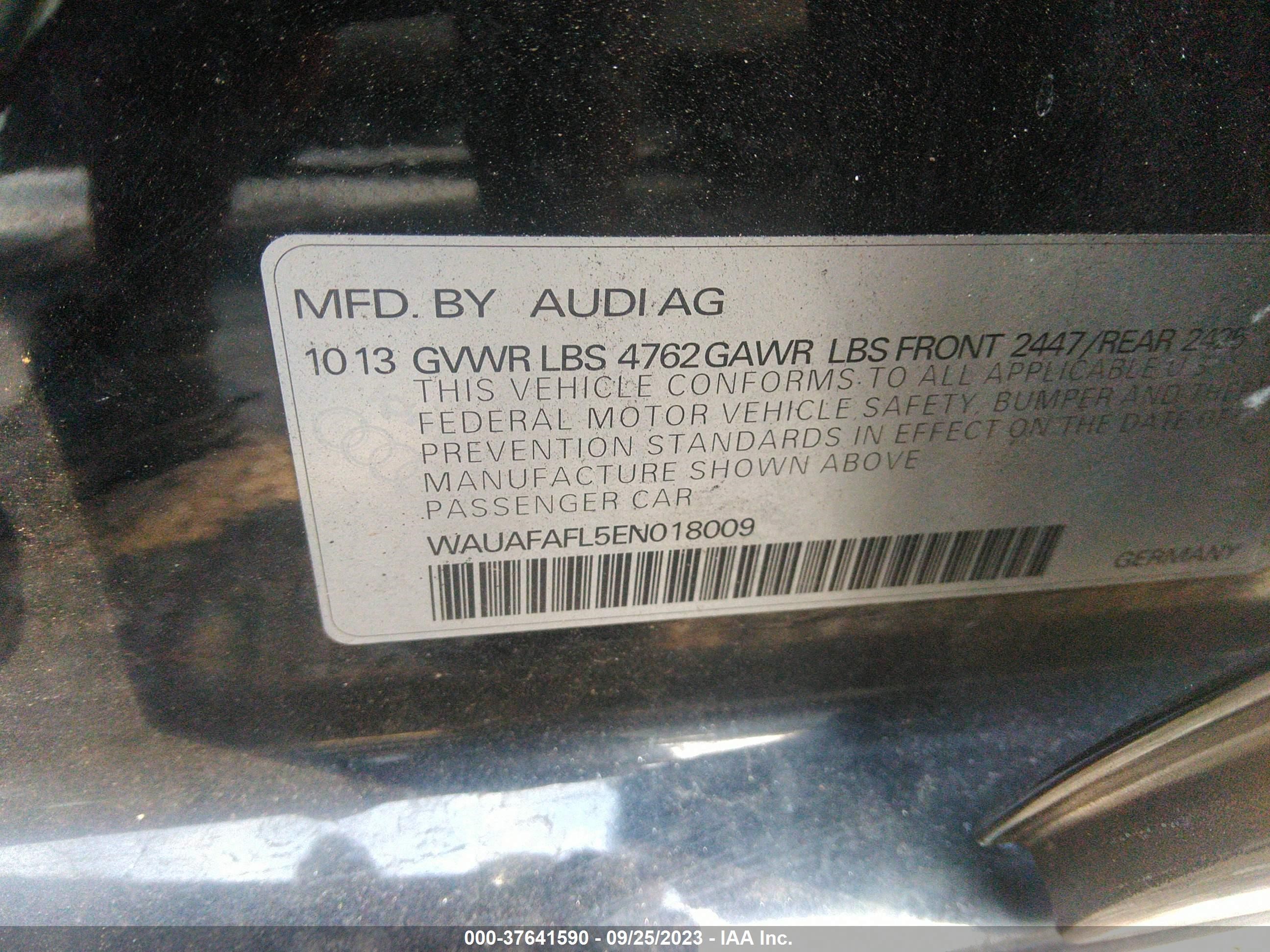 Photo 8 VIN: WAUAFAFL5EN018009 - AUDI A4 