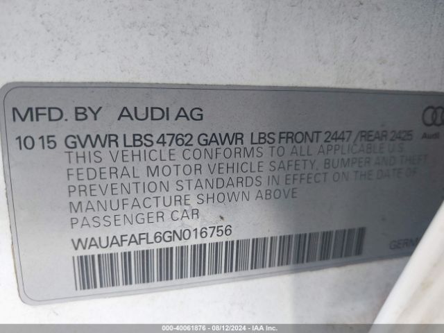 Photo 8 VIN: WAUAFAFL6GN016756 - AUDI A4 