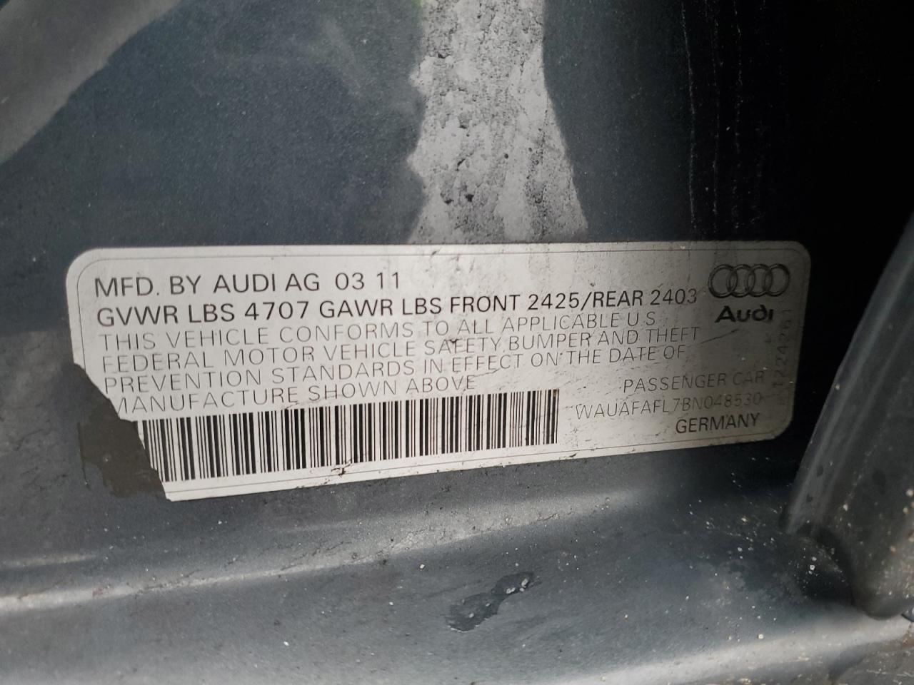 Photo 11 VIN: WAUAFAFL7BN048530 - AUDI A4 