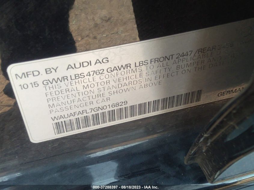 Photo 8 VIN: WAUAFAFL7GN016829 - AUDI A4 