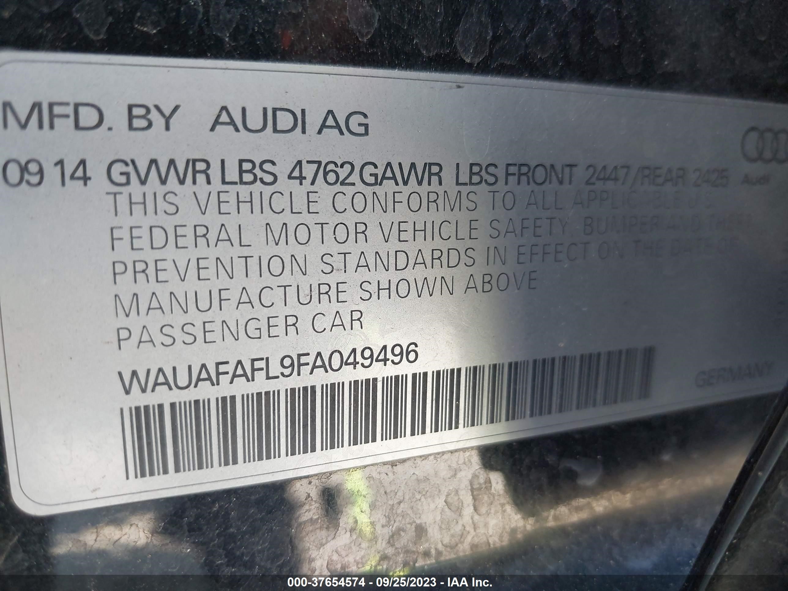 Photo 8 VIN: WAUAFAFL9FA049496 - AUDI A4 