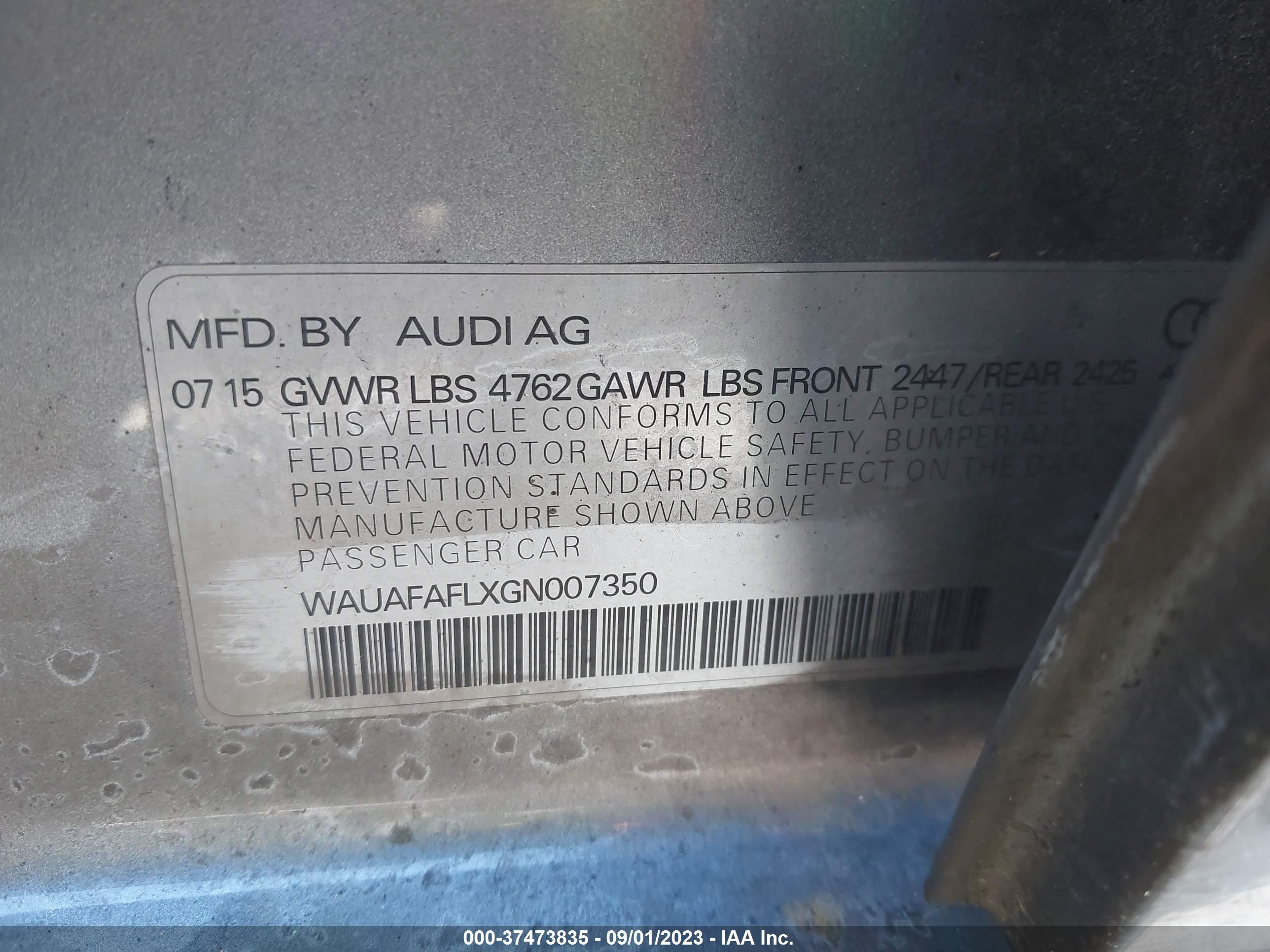 Photo 8 VIN: WAUAFAFLXGN007350 - AUDI A4 