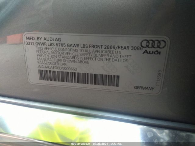 Photo 8 VIN: WAUAGAFD0DN000652 - AUDI A8 