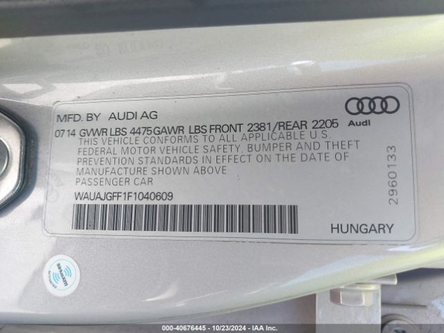 Photo 8 VIN: WAUAJGFF1F1040609 - AUDI A3 