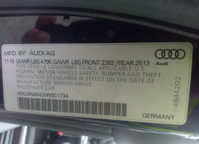 Photo 8 VIN: WAUANAF42HN001734 - AUDI A4 