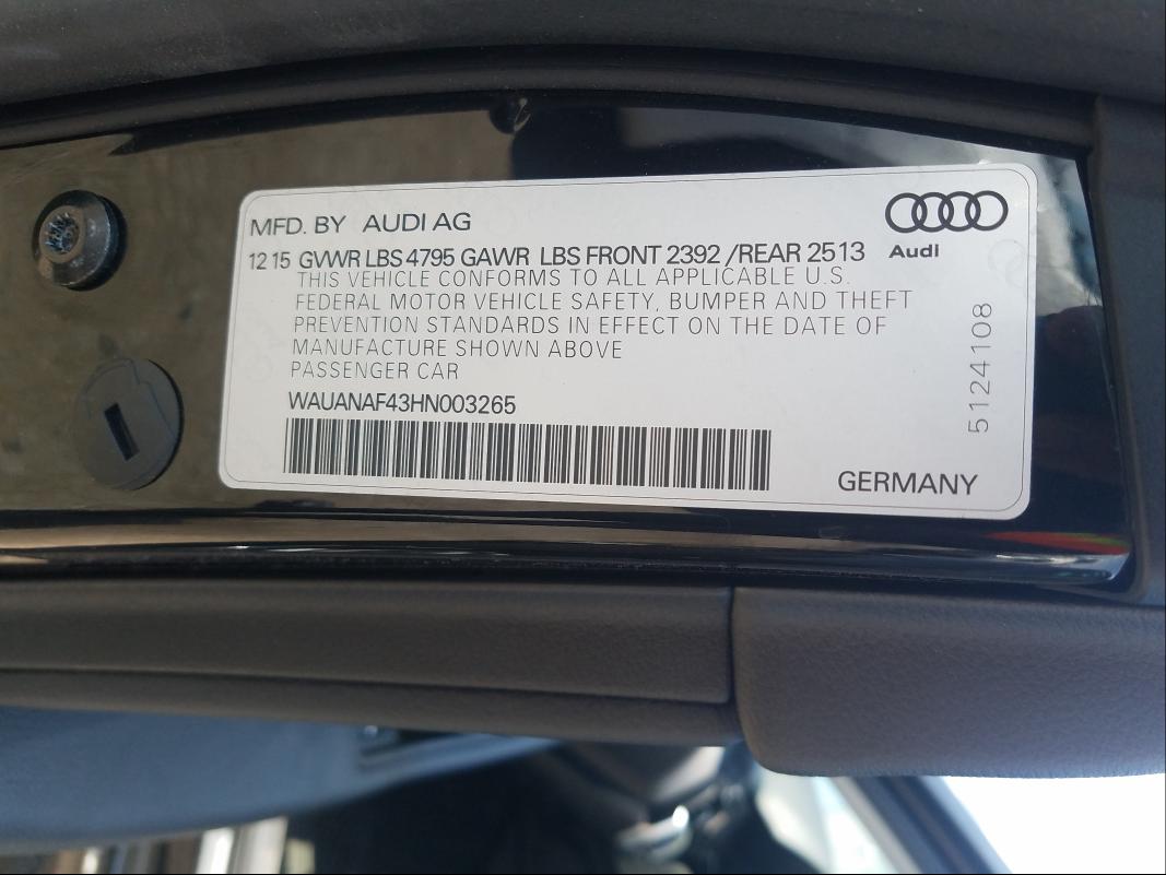 Photo 9 VIN: WAUANAF43HN003265 - AUDI A4 