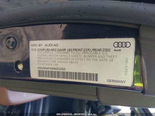 Photo 8 VIN: WAUANAF43HN029509 - AUDI A4 