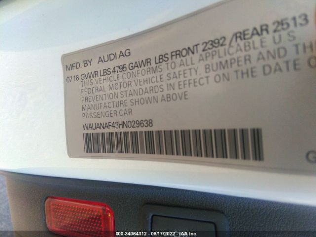 Photo 8 VIN: WAUANAF43HN029638 - AUDI A4 