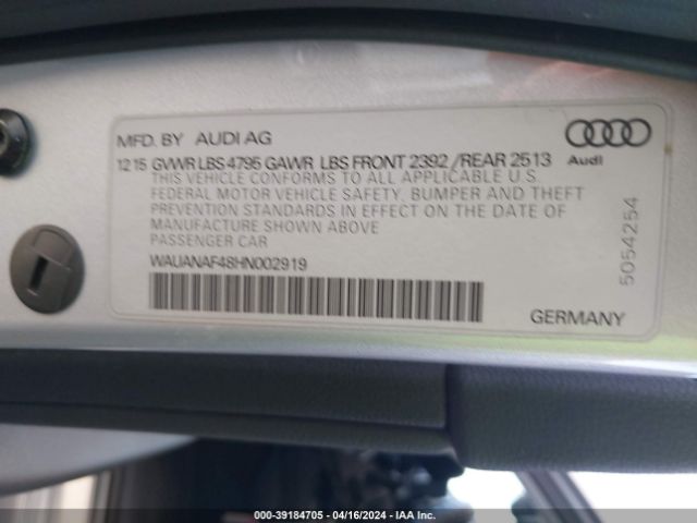 Photo 8 VIN: WAUANAF48HN002919 - AUDI A4 