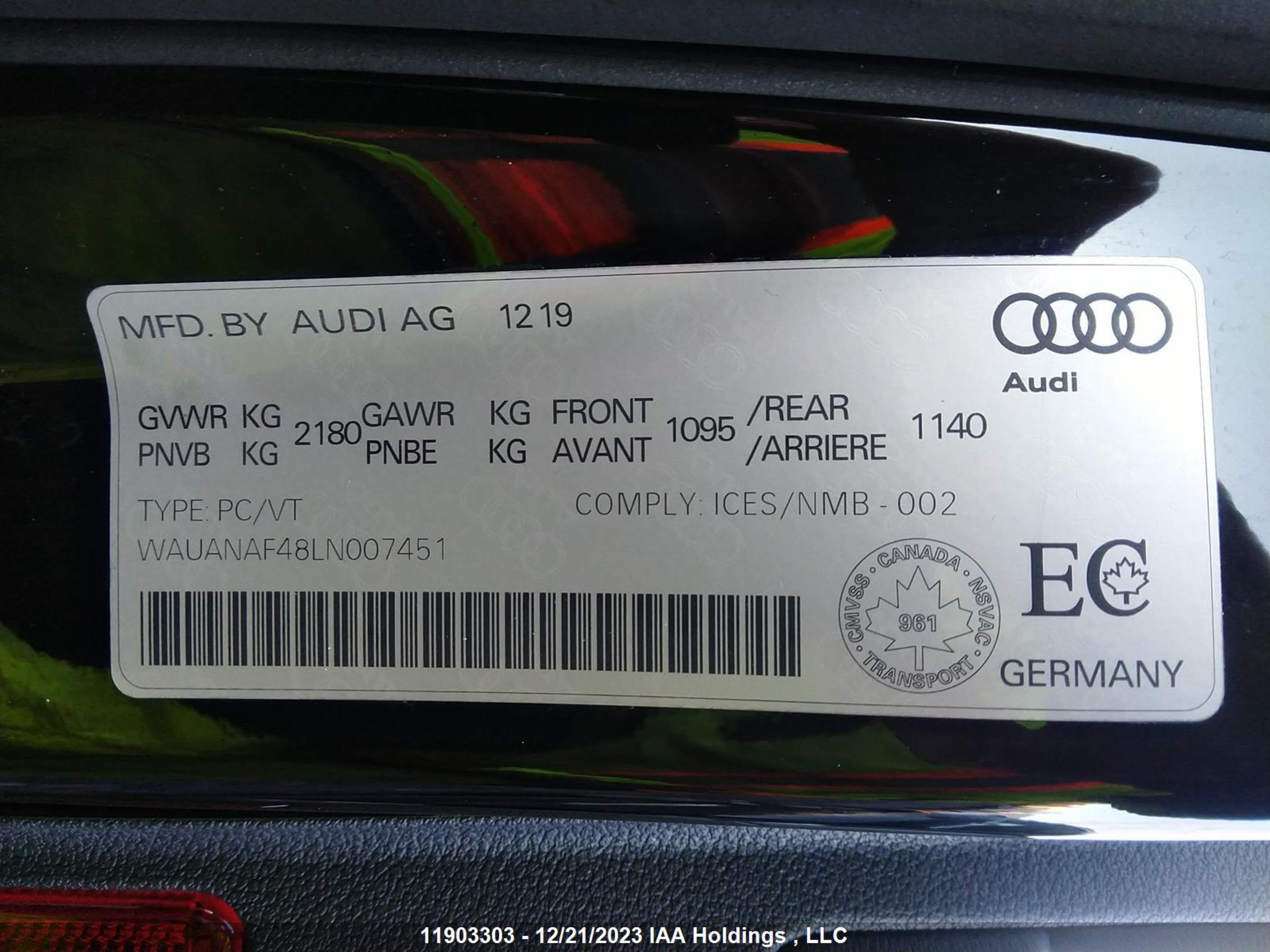 Photo 8 VIN: WAUANAF48LN007451 - AUDI A4 