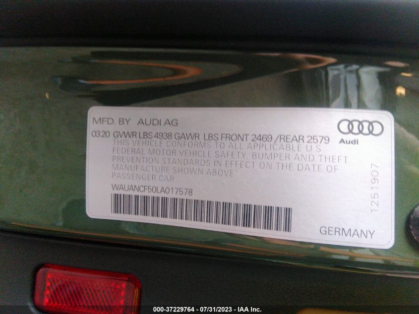 Photo 8 VIN: WAUANCF50LA017578 - AUDI A5 