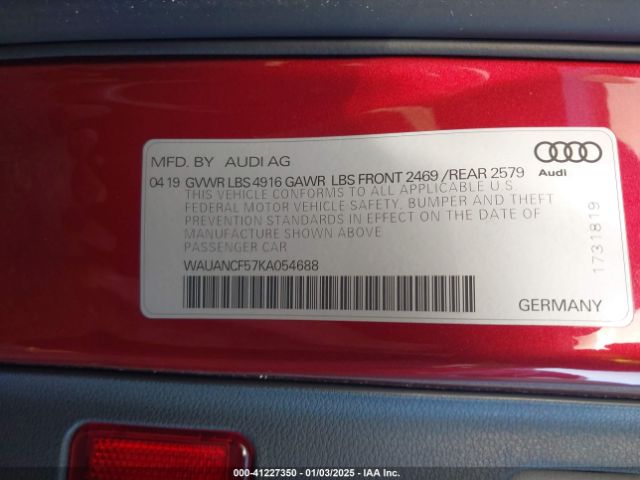 Photo 8 VIN: WAUANCF57KA054688 - AUDI A5 