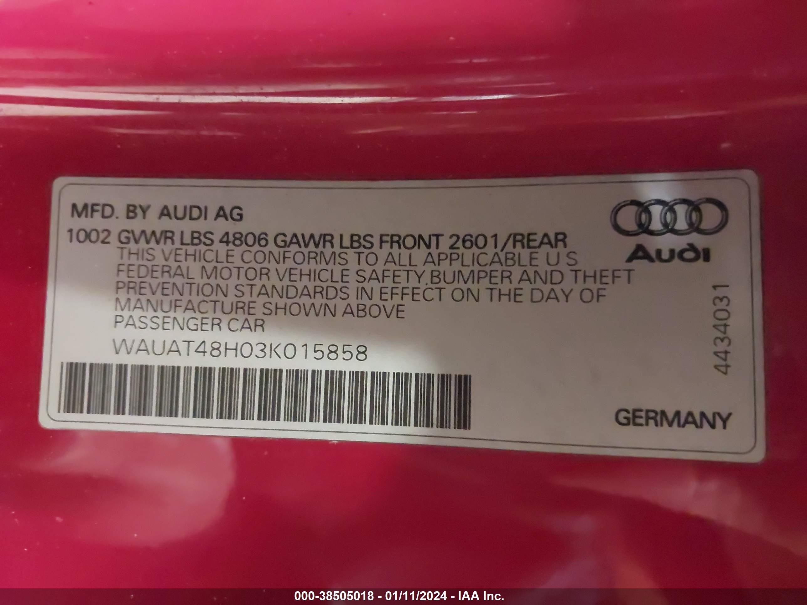 Photo 8 VIN: WAUAT48H03K015858 - AUDI A4 