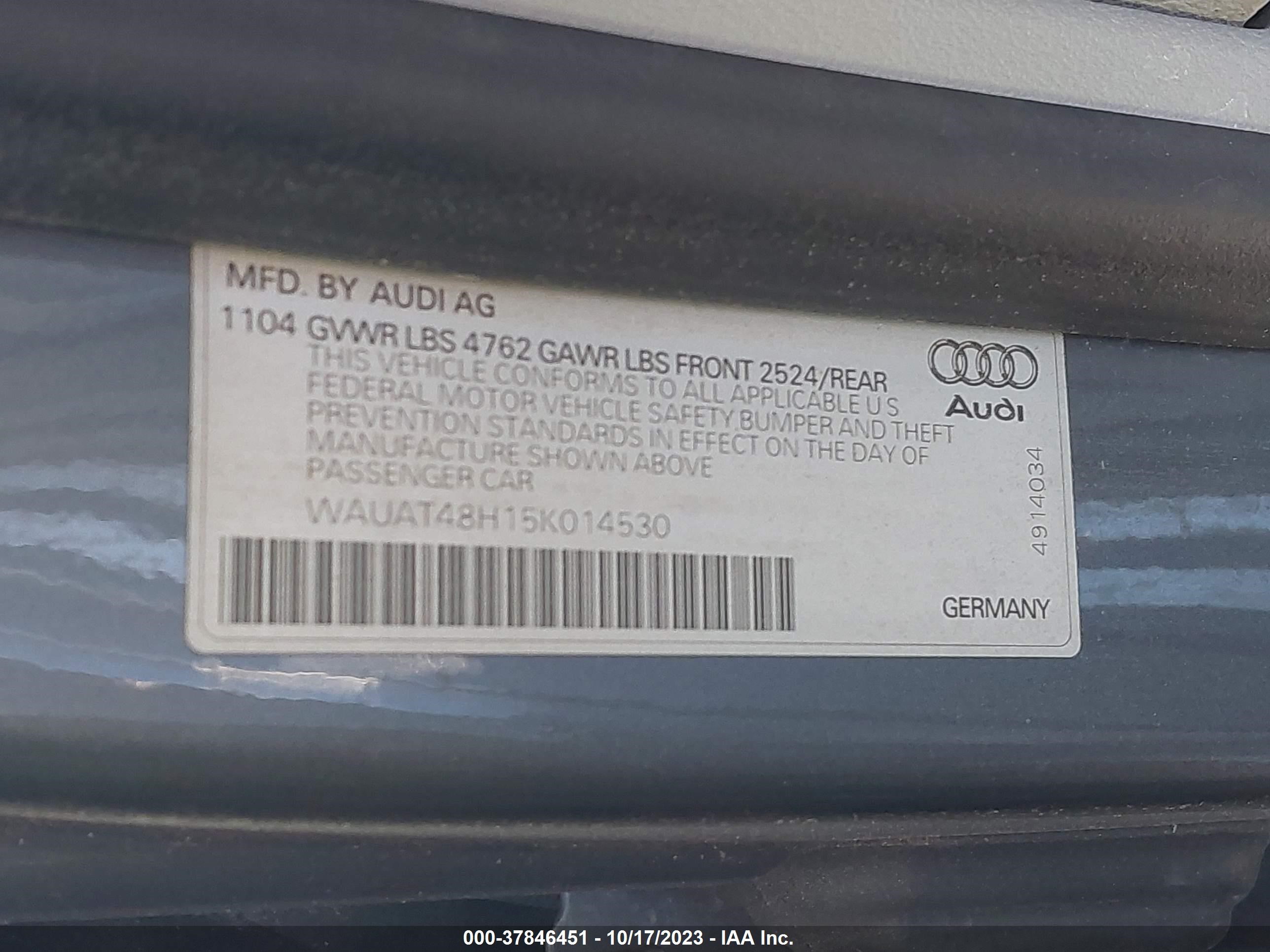 Photo 8 VIN: WAUAT48H15K014530 - AUDI A4 