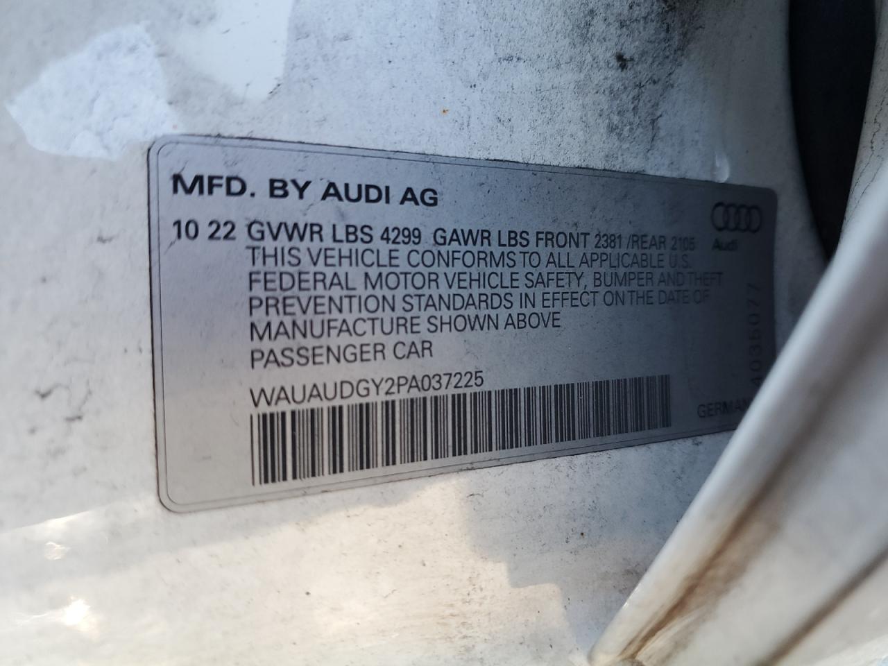 Photo 11 VIN: WAUAUDGY2PA037225 - AUDI A3 