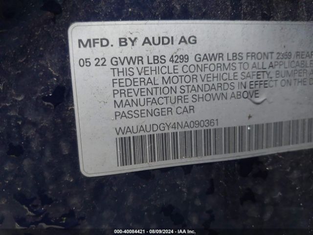 Photo 8 VIN: WAUAUDGY4NA090361 - AUDI A3 