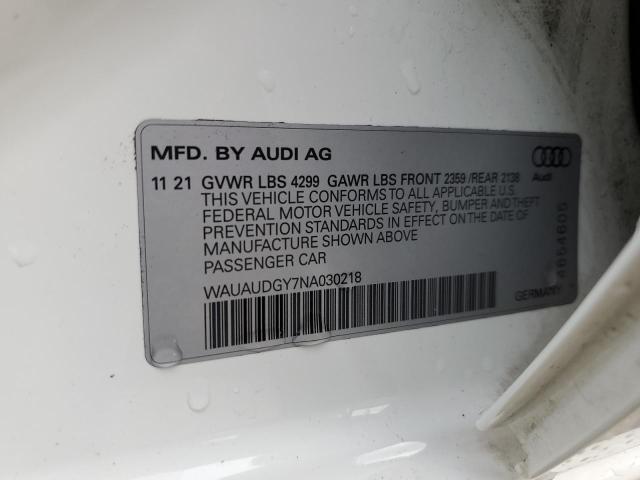 Photo 11 VIN: WAUAUDGY7NA030218 - AUDI A3 