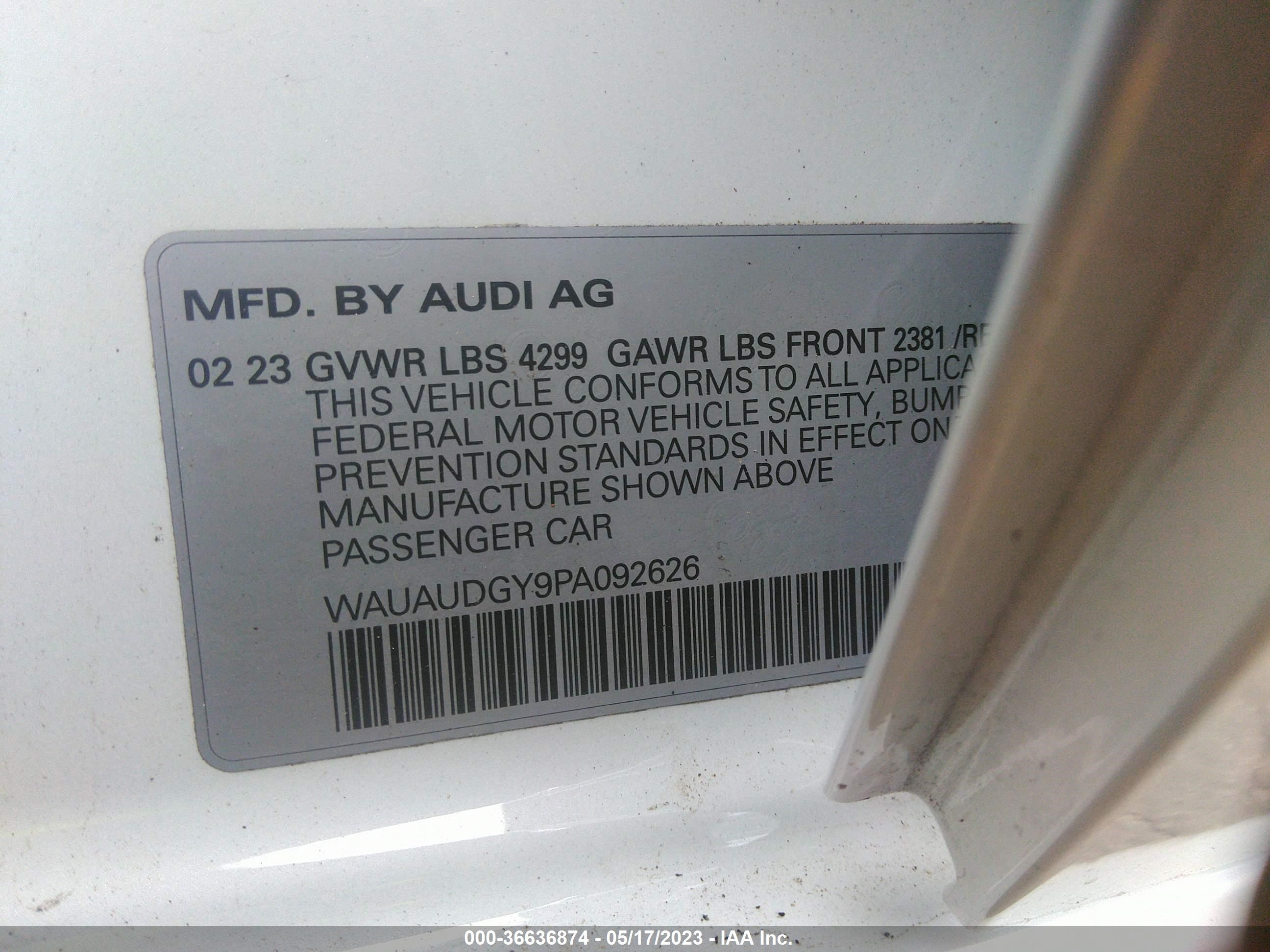 Photo 8 VIN: WAUAUDGY9PA092626 - AUDI A3 