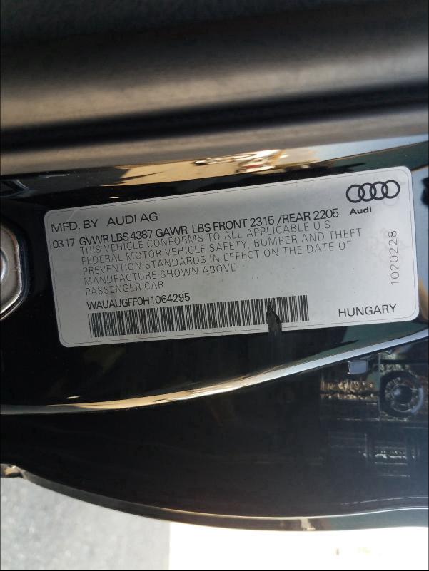 Photo 9 VIN: WAUAUGFF0H1064295 - AUDI A3 