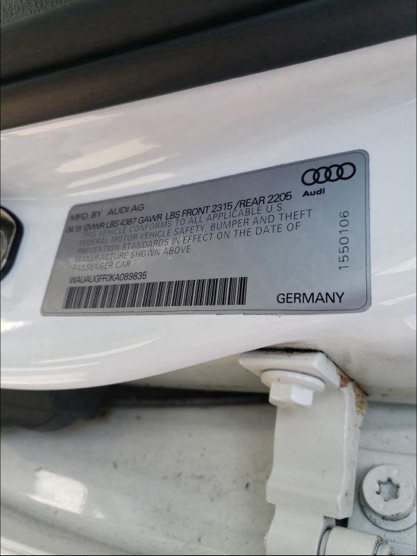 Photo 9 VIN: WAUAUGFF0KA089835 - AUDI A3 PREMIUM 