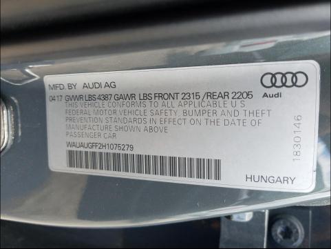 Photo 9 VIN: WAUAUGFF2H1075279 - AUDI A3 