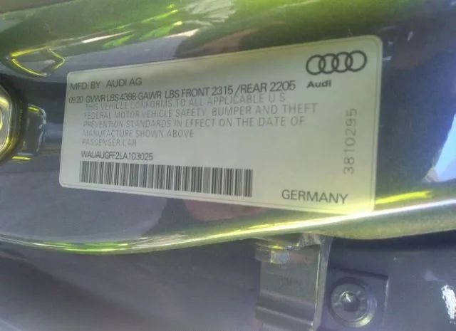 Photo 8 VIN: WAUAUGFF2LA103025 - AUDI A3 SEDAN 