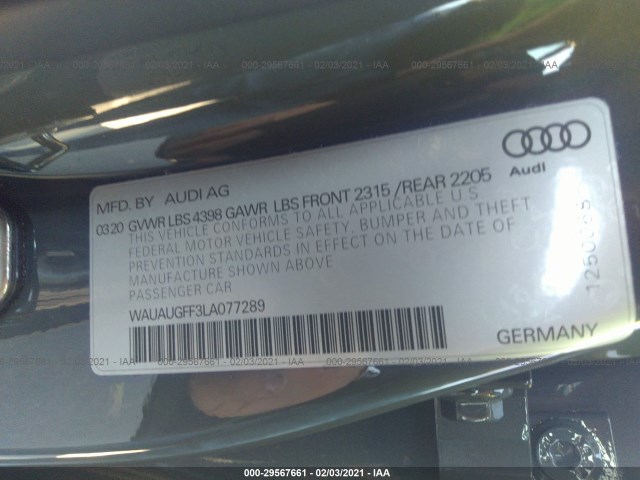 Photo 8 VIN: WAUAUGFF3LA077289 - AUDI A3 SEDAN 