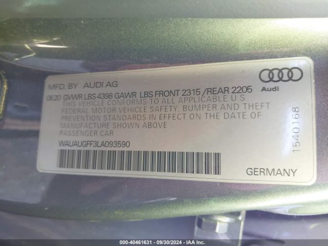 Photo 8 VIN: WAUAUGFF3LA093590 - AUDI A3 