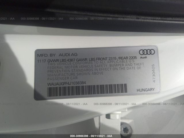 Photo 8 VIN: WAUAUGFF4J1038384 - AUDI A3 