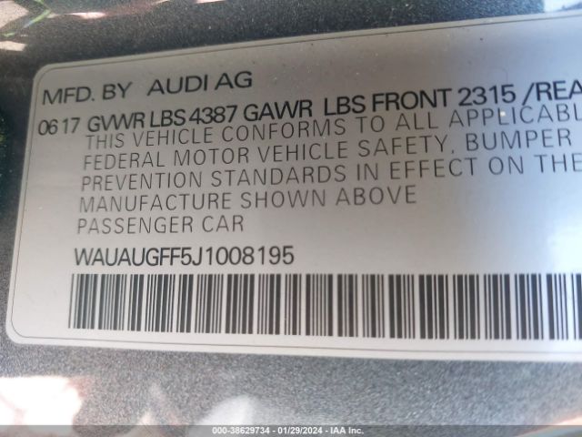 Photo 8 VIN: WAUAUGFF5J1008195 - AUDI A3 