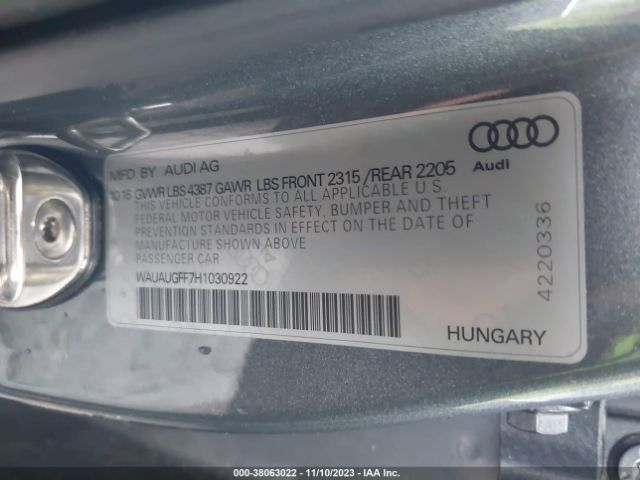 Photo 8 VIN: WAUAUGFF7H1030922 - AUDI A3 