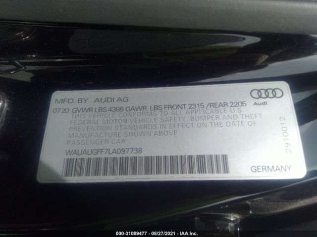 Photo 8 VIN: WAUAUGFF7LA097738 - AUDI A3 SEDAN 