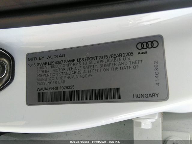 Photo 8 VIN: WAUAUGFF9H1029335 - AUDI A3 SEDAN 