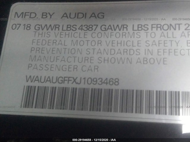 Photo 8 VIN: WAUAUGFFXJ1093468 - AUDI A3 SEDAN 